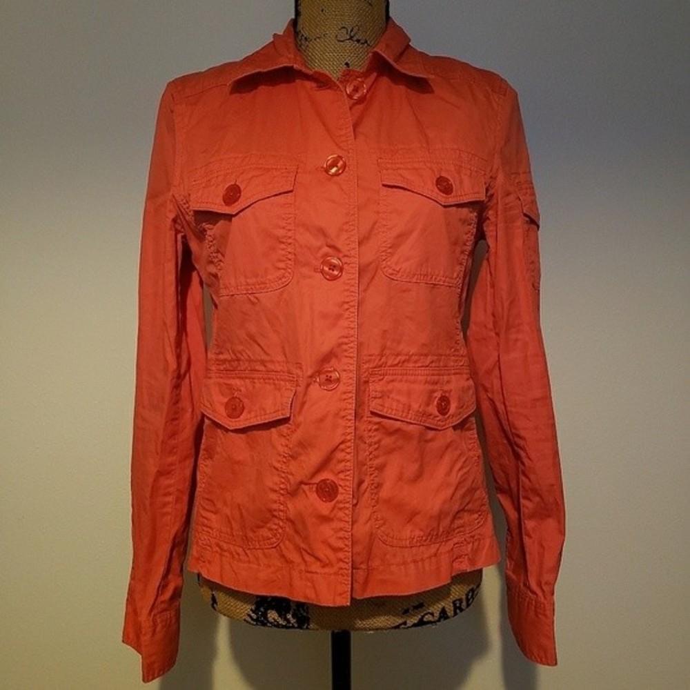 J. CREW Coral Button Up Lightweight Utility Jacket Size S